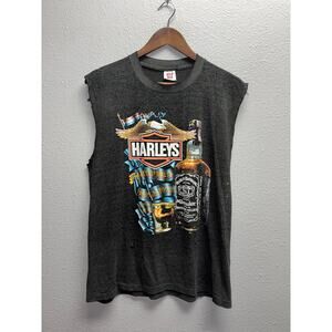 Vintage Harley Davidson Good Whiskey Shirt Tank Canon City Thin 80s 3D Medium